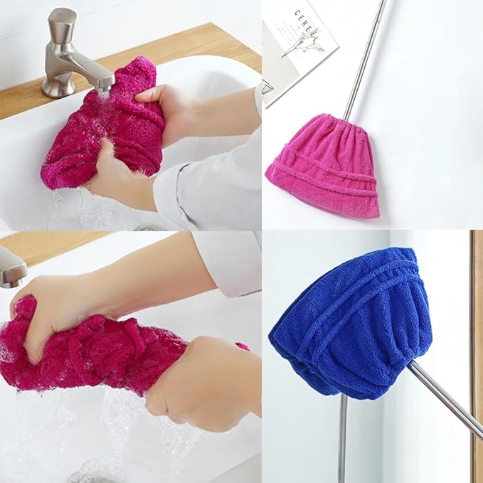 2 Pack Broom Pads to Baseboard Cleaner Tool Sweep Broom Cloth Cover Reusable Microfiber Broom Sweeping Refill for Baseboards Molding Cleaning Tool Cleaning Dust Cobwebs up High Heater