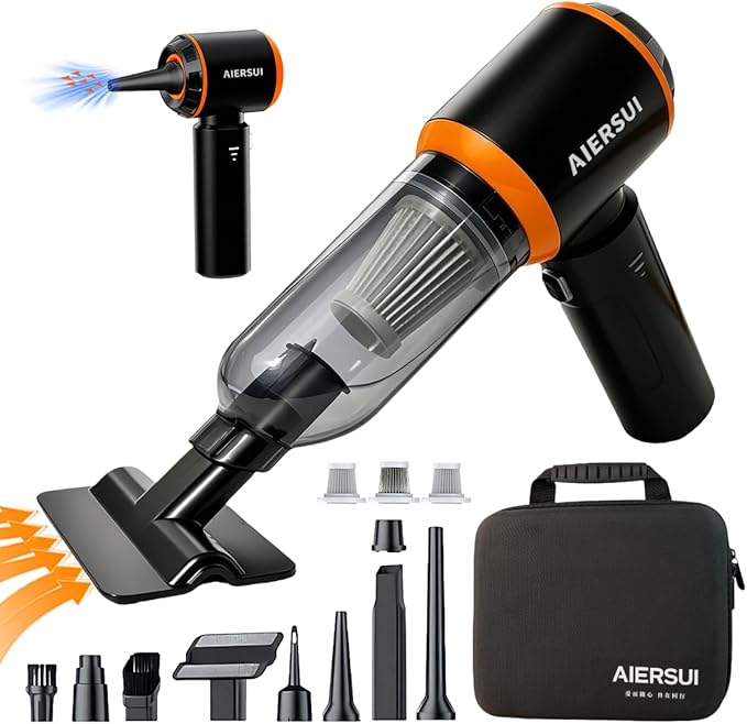 Handheld Cordless Vacuum Cleaner with brushless Motor, 4-in-1 Portable mini car Vacuum Cleaner, car Vacuum Cleaner and Hair Dryer, car Type-C Charging, Office Desk, Keyboard, pet Hair