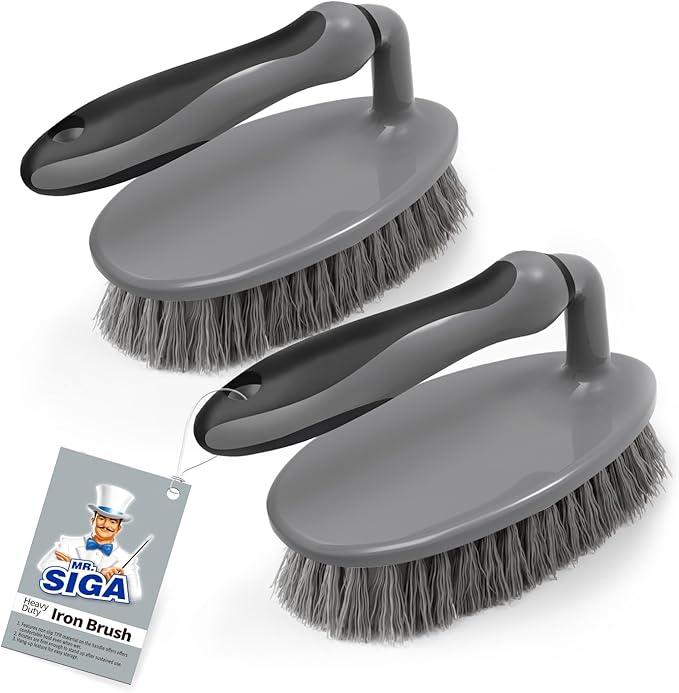 MR.SIGA Heavy Duty Scrub Brush with Comfortable Grip, Cleaning Brush for Bathroom, Shower, Sink, Floor, 2-Pack
