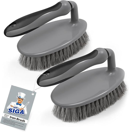 MR.SIGA Heavy Duty Scrub Brush with Comfortable Grip, Cleaning Brush for Bathroom, Shower, Sink, Floor, 2-Pack