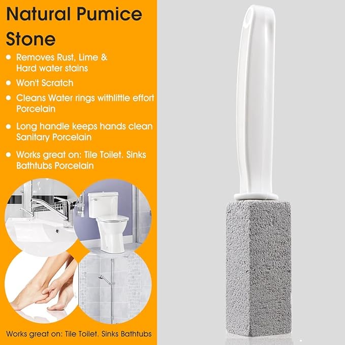 Kadden 2 Pack Toilet Cleaner Hard Water Build up Remover with Ergonomic Handle, Pumice Stone Cleanning Tool Stain Hard Water Ring Cleaner for Toilet, Pool, Bathroom, Sink