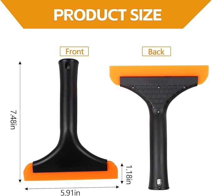 Wuyaoyao 2PCS Silicone Squeegee, Small Squeegee for Car, Automotive Mini Window Squeegees, Shower Squeegees, Water Wiper Cleaning Tool for Car Windshield, Window, Mirror, Glass Door (Black)