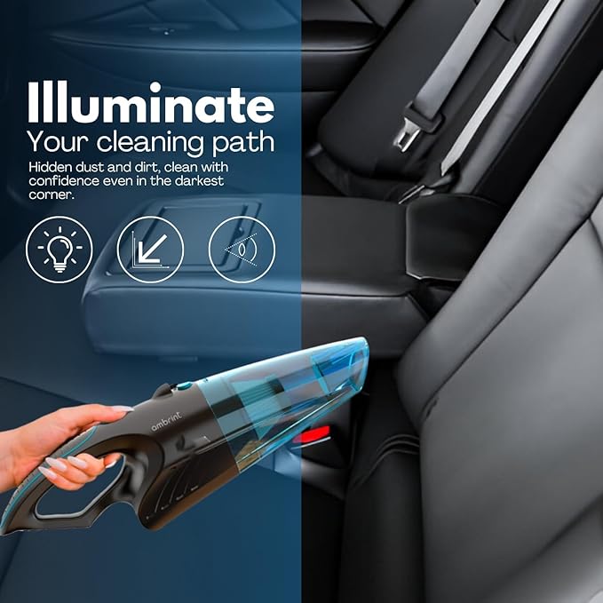 Handheld Vacuum Cordless Rechargeable – 13000PA Powerful Car Vacuum with Best Suction, Lightweight Mini Cleaner for Home/Office, High-Power Dust Busters for Pet Hair, USB Charging & LED Light