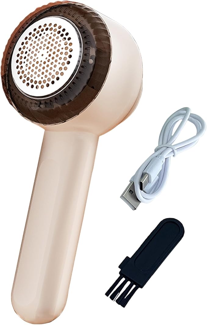 Electric Lint Removers,Rechargeable Fabric Shaver with 6 Leaf Blades Useful for Clothes, Furniture, Sofas, Blankets (Beige)