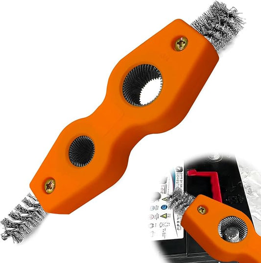 ZOKYUYS® 4 in 1 Car Battery Cleaning Brush, Anti-Corrosion Battery Terminals, Copper Pipes Cleaner Brush Tool, Universal for Automotive and Marine for Plumbing Installation Soldering Brazing (Orange)