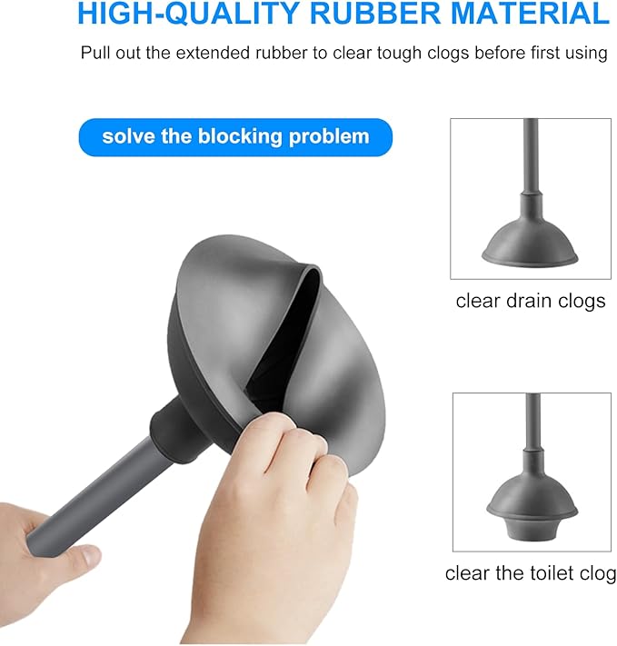 SetSail Toilet Brush and Plunger Set, 2 Packs Toilet Plungers for Bathroom Heavy Duty Toilet Bowl Brush and Holder Hidden Toilet Plunger and Brush Set for Deeply Cleaning - Gray