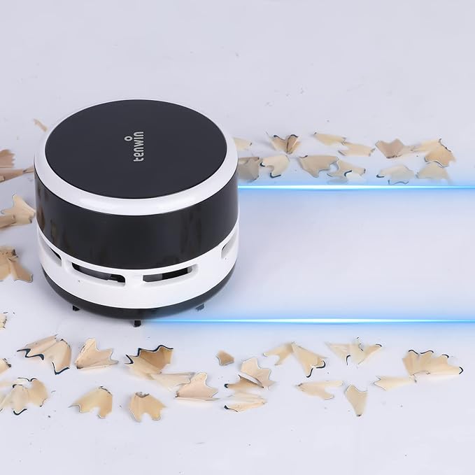 tenwin Mini Vacuum Cleaner, Portable Desktop Vacuum Cordless, Handheld Dust Sweeper Battery Operated, Low Noise and Strong Suction for Home/Office/School/Car/Keyboard(Battery not Include)