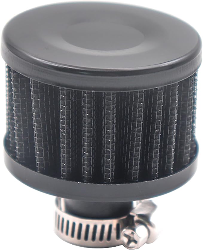 12mm Air Filter Cold Air Intake Filter Breather Turbo Vent Air Intake Filter Cleaner Black Universal for car and Motorcycle (2pcs Air Filter)