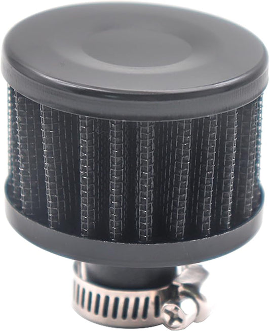 12mm Air Filter Cold Air Intake Filter Breather Turbo Vent Air Intake Filter Cleaner Black Universal for car and Motorcycle (2pcs Air Filter)