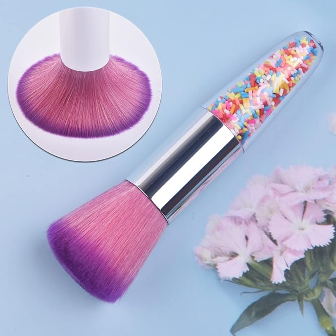 Nail Art Dust Powder Remover Brush, Nail Art Dust Cleaner Brush Professional Nail Art Tool for Acrylic Gel Nails Colorful Handle