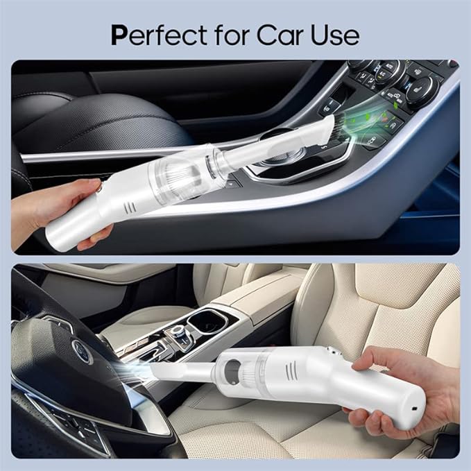 Auloea Wireless Mini Car Vacuum Cleaner(400g) Portable Rechargeable,Handheld Vacuums, Mini but Mighty Dust Busters Cordless Rechargeable,Hand Held Vac for Car/Desk V06/white