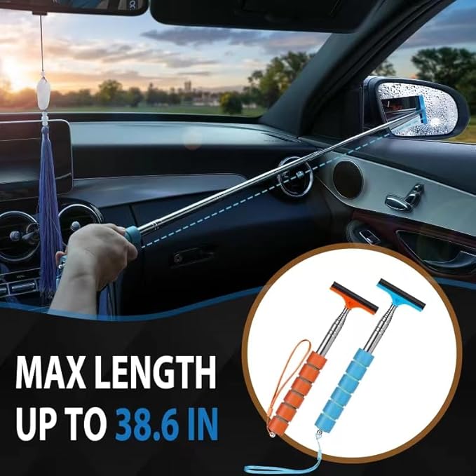 Side Mirror Squeegee, 2 PCS Car Mirror Squeegee, Retractable Car Rearview Mirror Wiper for All Vehicles, Universal Automotive Accessories