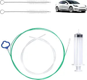 BOXOB Auto Sunroof Drain Cleaning Tool Kit, 118in Long Pipe Cleaners Unclogger with Tube Cleaning Brush Syringe Hose Syr