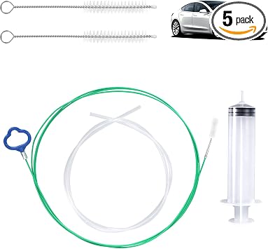 BOXOB Auto Sunroof Drain Cleaning Tool Kit, 118in Long Pipe Cleaners Unclogger with Tube Cleaning Brush Syringe Hose Syr