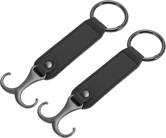 2 Pcs for Purses and Bags, Umbrella Etc Car Seat Headrest Hook Sturdy Car Seat Back Organizer Hooks Black Faux Leather M