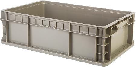 Hudson Exchange 24 x 15 x 7.5" (2 Pack) Straight Wall Handled Storage Container Tote, Gray/Brown