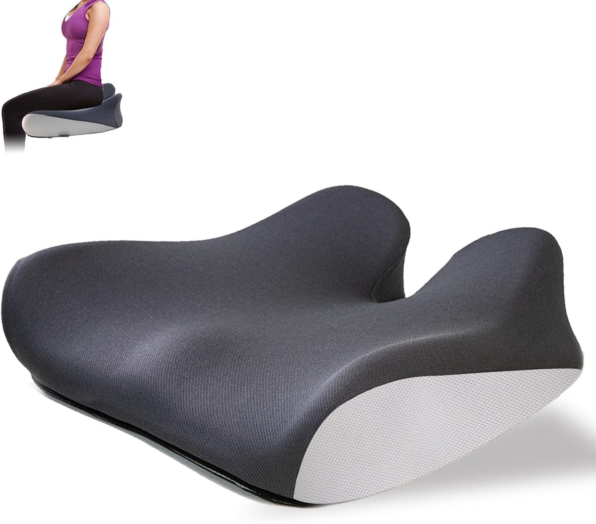 Memory Foam Seat Cushion for Office Chair & Car, Ergonomic U-Cutout
