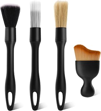 4PCS Car Detailing Brush Kit - Ultra Soft Boars Hair Car Interior Detailing Brushes, Includes 4 Different Brushes, Multi