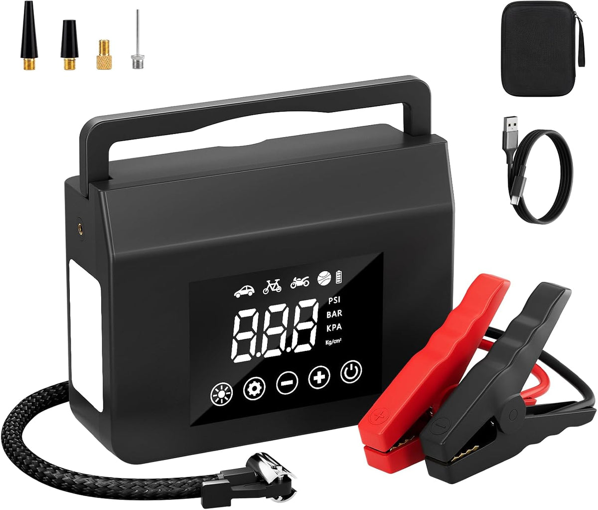 Portable Car Battery Jump Starter with Air Compressor 4000A 150PSI Inflator