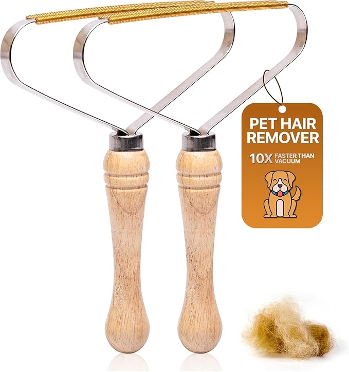 2-Pack Pet Hair Removal Tool - Carpet Rake and Squeegee for Pet Hair Remover Tool - Lint Remover and Hair Scraper for Couch - Easy to Clean Fuzz Fur and Pro Cat Dog Hair Remover for Rugs,Car Floor Mat