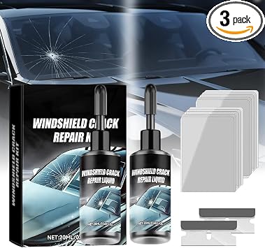 Windshield Crack Care Kit for Automotive Glass and Mirrors (3) - Cleanova