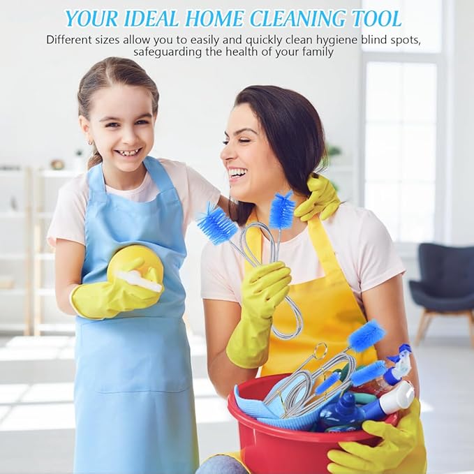 Flexible Long Drain Brush Set, Premium 3 Piece Kit with Double Ended and Stainless Steel Tube Cleaning Brushes for Ultimate Kitchen, Sink, and Pipe Cleaning, Including Powerful Drain Clog Remover