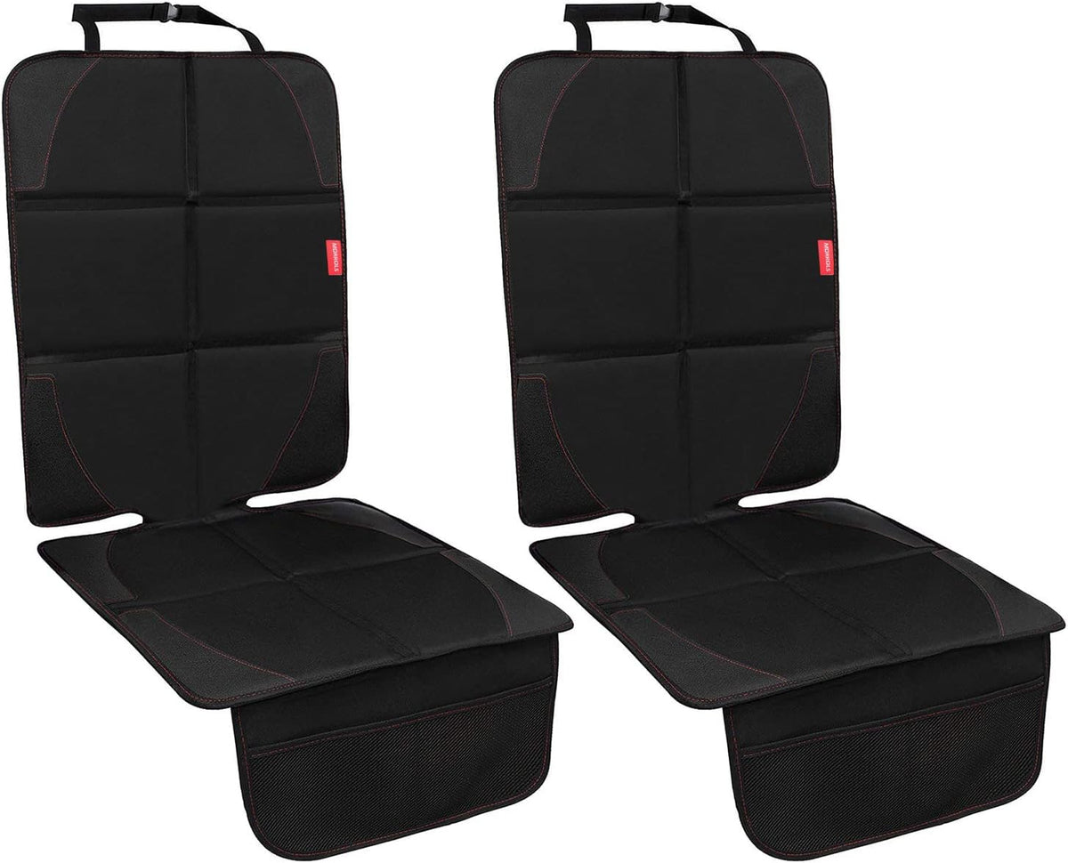 Car Seat Protector, 2 Pack Carseat Protector with Thick Padding, Baby/Pets for Child Car Seat-Mesh Pockets-Waterproof-Universal Size(Black)