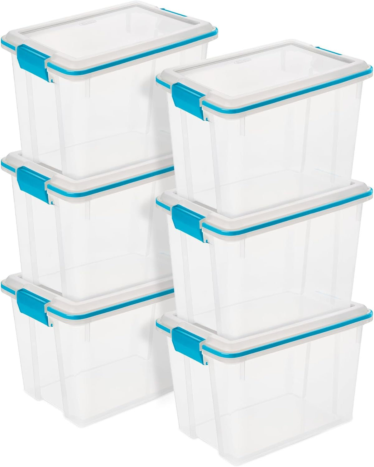 Gasket Storage Box with Lids for Home & Office, 20 Quart, 6-Pack