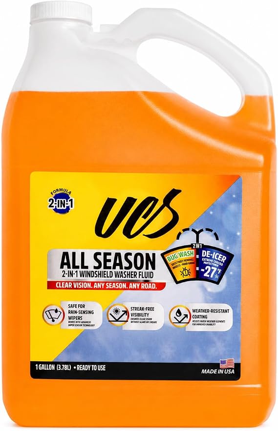 UCS Advanced All-Season Windshield Washer Fluid -27°F, Water Repellent Technology, Powerful Bug Remover, Streak-Free Cle