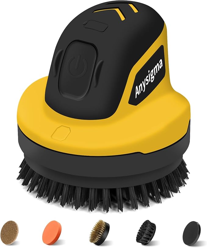 Electric Grill Brush for Outdoor Grill- 4 Replaceable Heads, 3000mAh IPX7 Waterproof BBQ Cleaning Scrubber for Kitchen & Car & Bathroom - Ideal Mother’s for Grill Lovers, Dad, Mom