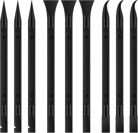 9 Pieces Plastic Scraper Tool for Tight Spaces, Non-Scratch Kitchen Scraper Cleaning Pen, Perfect for Remove Stickers, Labels, Oil Stains, Food, Dirt (Black)