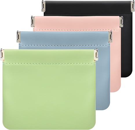 4Pcs Small Makeup Bag for Purse, 4.7in Pocket Cosmetic Bag Organizers, Waterproof PU Leather Pouches for Purse, Portable