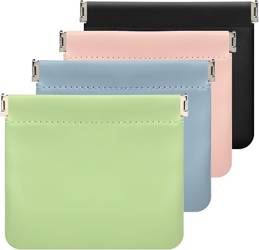 4Pcs Small Makeup Bag for Purse, 4.7in Pocket Cosmetic Bag Organizers, Waterproof PU Leather Pouches for Purse, Portable