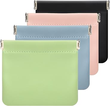 4Pcs Small Makeup Bag for Purse, 4.7in Pocket Cosmetic Bag Organizers, Waterproof PU Leather Pouches for Purse, Portable