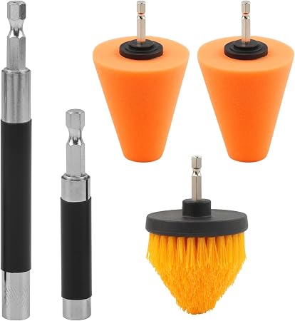 Polishing Tool Kit for Drill, Polishing Cone Sponge Kit with Cleaning Brush & Extension Handle - High-Toughness Memory F