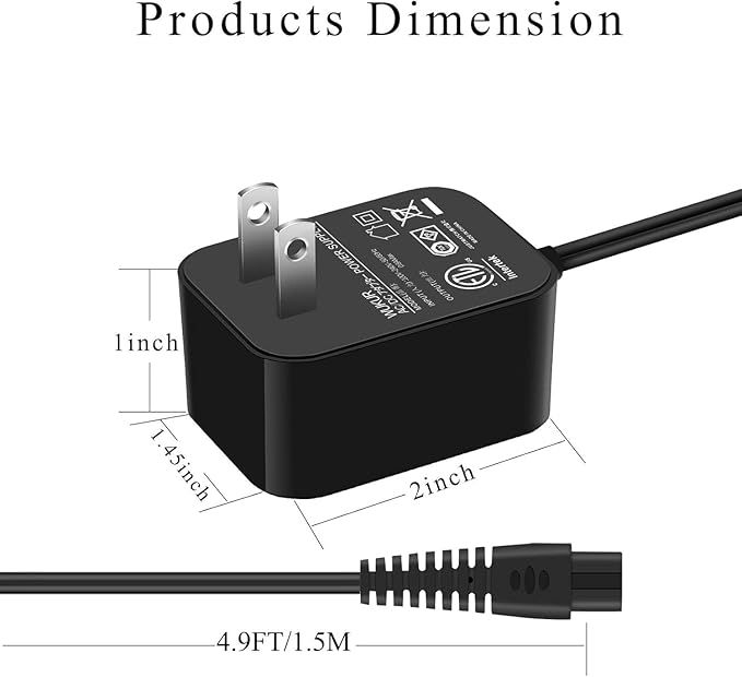 9V Replacement Charger for LABIGO Electric Spin Scrubber Compatible with LABIGO LA1, for Voweek VWS211, SP02, for Homitt HM115C HM115CW Electric Spin Scrubber Power Supply, Cord Length 5.9Ft