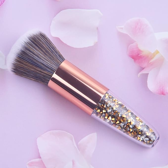 Nail Art Dust Powder Remover Brush Rhinestone Handle Nail Art Dust Cleaner Brush Professional Nail Art Tool for Acrylic Gel Nails