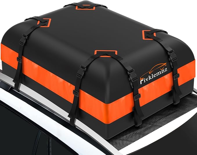 FIVKLEMNZ Car Rooftop Cargo Carrier Roof Bag Waterproof for All Top of Vehicle with/Without Rack Includes Topper Anti-Sl