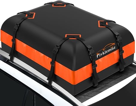 FIVKLEMNZ Car Rooftop Cargo Carrier Roof Bag Waterproof for All Top of Vehicle with/Without Rack Includes Topper Anti-Sl