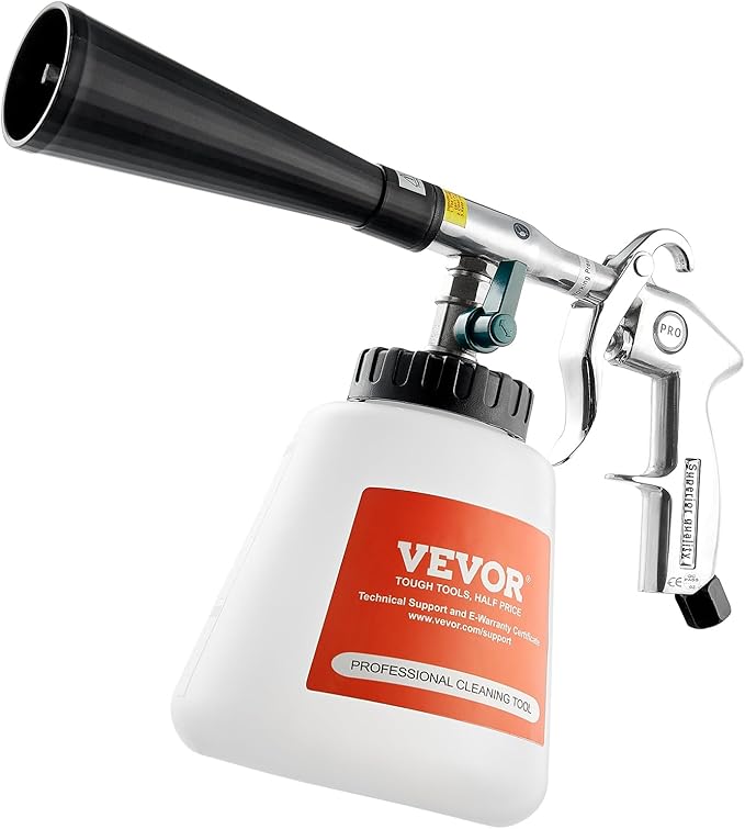 VEVOR Car Cleaning Gun, 6-9.2 Bar High-Pressure Air Blow Gun with 2 Set Nozzles & 1L Liquid Bottle, Vortex Cleaning Gun, Quickly Blasts Dirt and Dust from Surface, Suitable for 1/4 NPT Air Compressor