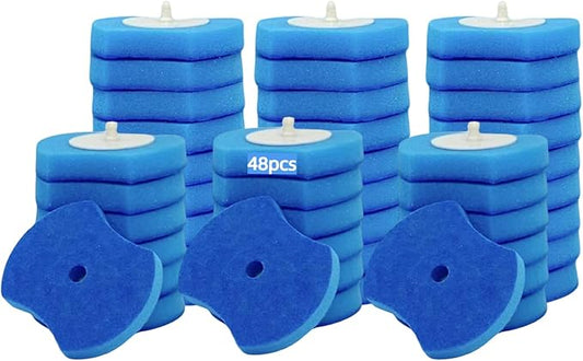 48 Count Toilet Brush Refill Pads, Toilet Brush Refill 48 Pcs, Only Compatible Disposable Toilet Brush, Toilet Scrubber Refills, Brush Head Replacement (Blue)