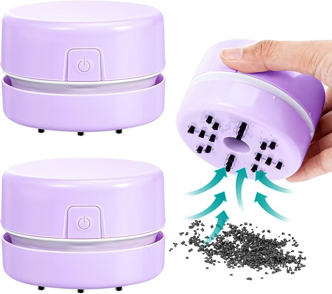 Honoson 2 Pcs Diamond Painting Tool Drill Quicker Picker for Spilled Diamonds 5d Painting Accessories Vacuum Cleaner Mini Table Desktop Sweeper Organizer Clean Art Beads Crumb(Light Purple)