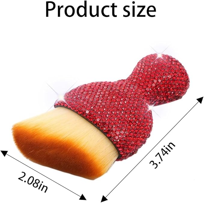 zipelo Auto Interior Dust Brush, Car Detailing Cleaning Brush with Diamond, Bling Handle Soft Bristles Dusting Tool, Scratch Free Dirt Clean Brushes for Vehicle Dashboard, Air Conditioner Vent (Red)