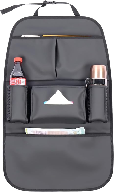 Car Backseat Organizer for Kids, Car Back Seat Storage Bag With 3 Pockets, 2 Drinks Holders, Water Resistant, Kids Toy S