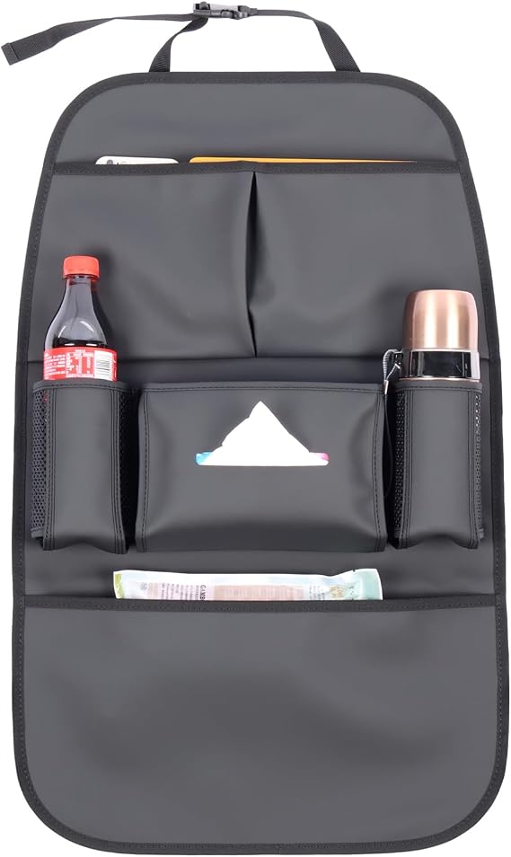 Car Backseat Organizer for Kids, Car Back Seat Storage Bag With 3 Pockets, 2 Drinks Holders, Water Resistant, Kids Toy S