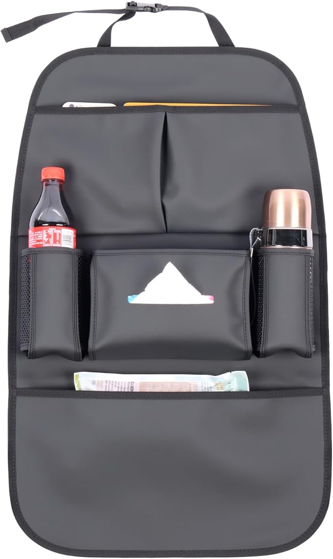Car Backseat Organizer for Kids, Car Back Seat Storage Bag With 3 Pockets, 2 Drinks Holders, Water Resistant, Kids Toy S