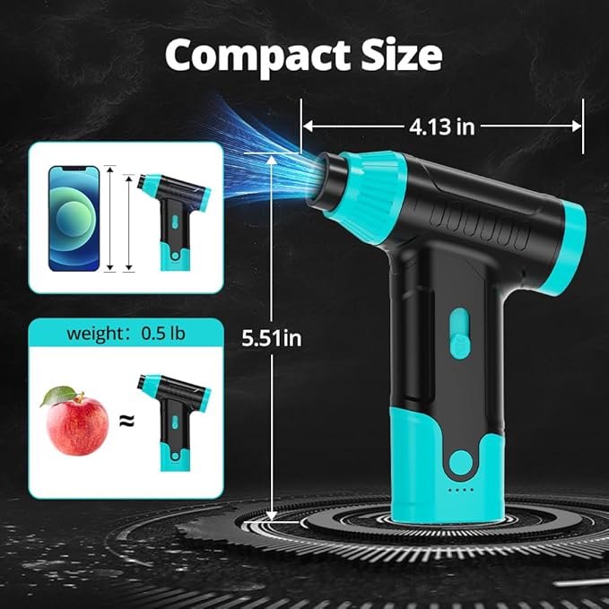 Compressed Air Duster Keyboard Cleaner - Electric Air Blower Cleaning Kit 150,000 RPM Mini Blower Spray to Dust Off Car, PC, Keyboard, Vacuum (Green)