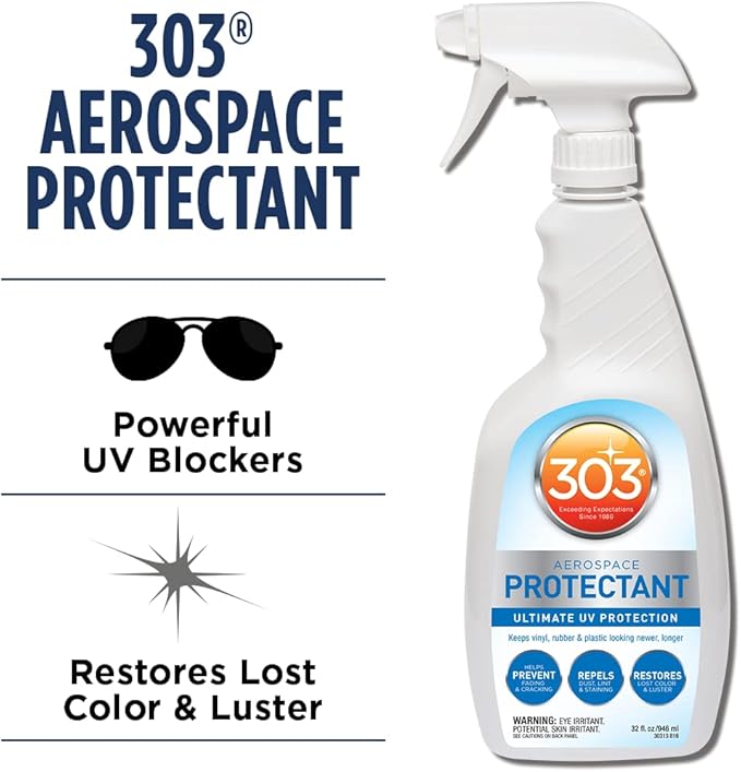 303 Products Aerospace Protectant Spray, UV Protection for Outdoor Surfaces – Protects Vinyl, Plastic & Rubber, Repels Dust & Dirt, Matte Finish, 32 oz