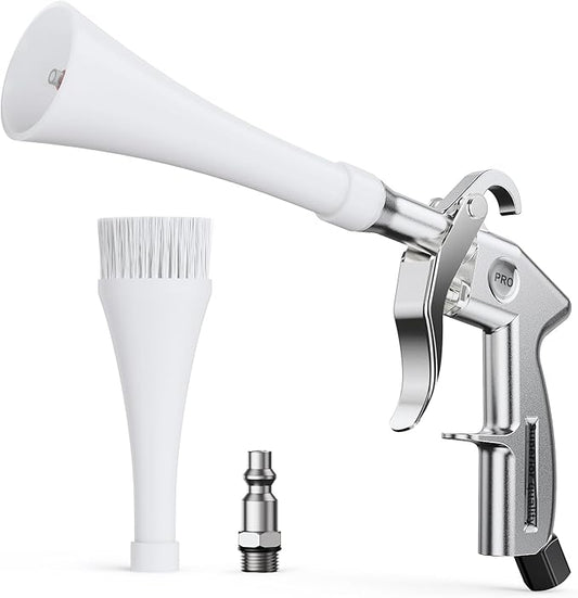 Tornado Car Cleaning Gun Interior Dryer Air Blow Gun, Automotive Tool Car Detailing Supplies High Pressure Air Gun, Car Detailing Cleaner Kit for Car Quickly Blasts Dirt and Dust Works with Air Silver