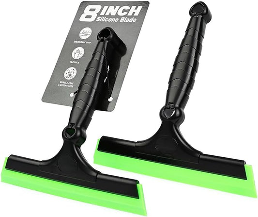 EHDIS 2PCS Flexible 8-Inch Silicone Squeegee Window Tint Tool Auto Water Blade, Shower Squeegee for Car Windshield, Glass, Tiles, and Smooth Surfaces (Green)